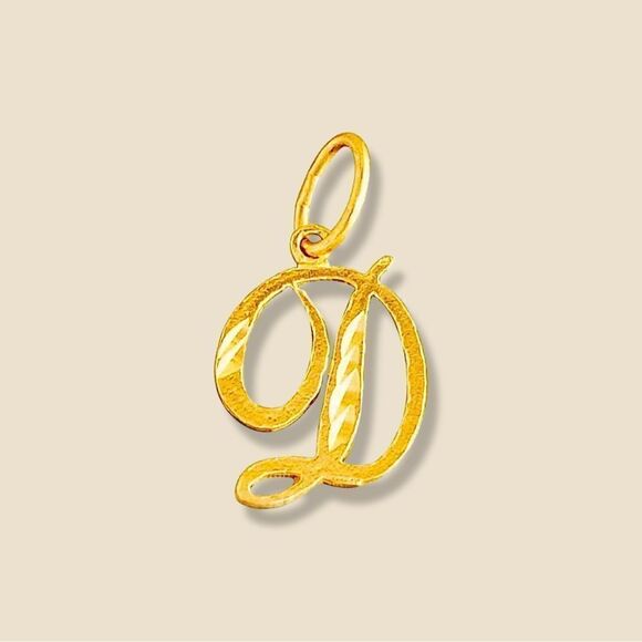 - 14k Real Gold Initial "D" Pendant | Charm- Real 14k Gold Letter "D" Pend… - Picture 1 of 8